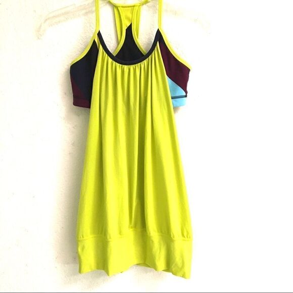 Lululemon Athletica No Limits powstripe/ split pea tank 4* - Picture 2 of 10